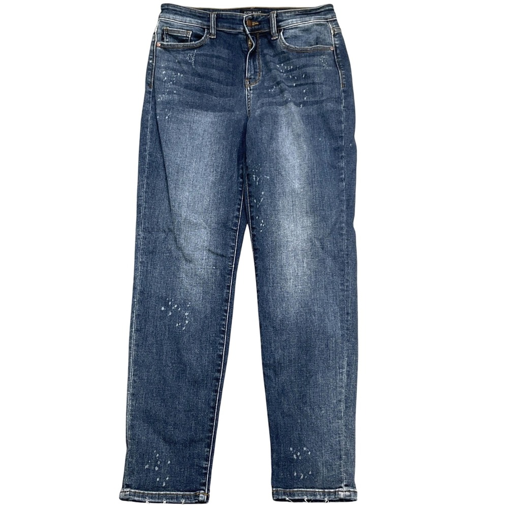 Judy Blue Jeans Women‎ 7/28 Blue Boyfriend Distressed Denim Stretch JB82346DK